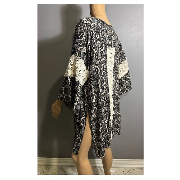 SPIN USA Vintage Boho Kimono Dress ~ Crochet Lace Trim, Made in USA (XL) - Picture 1 of 7